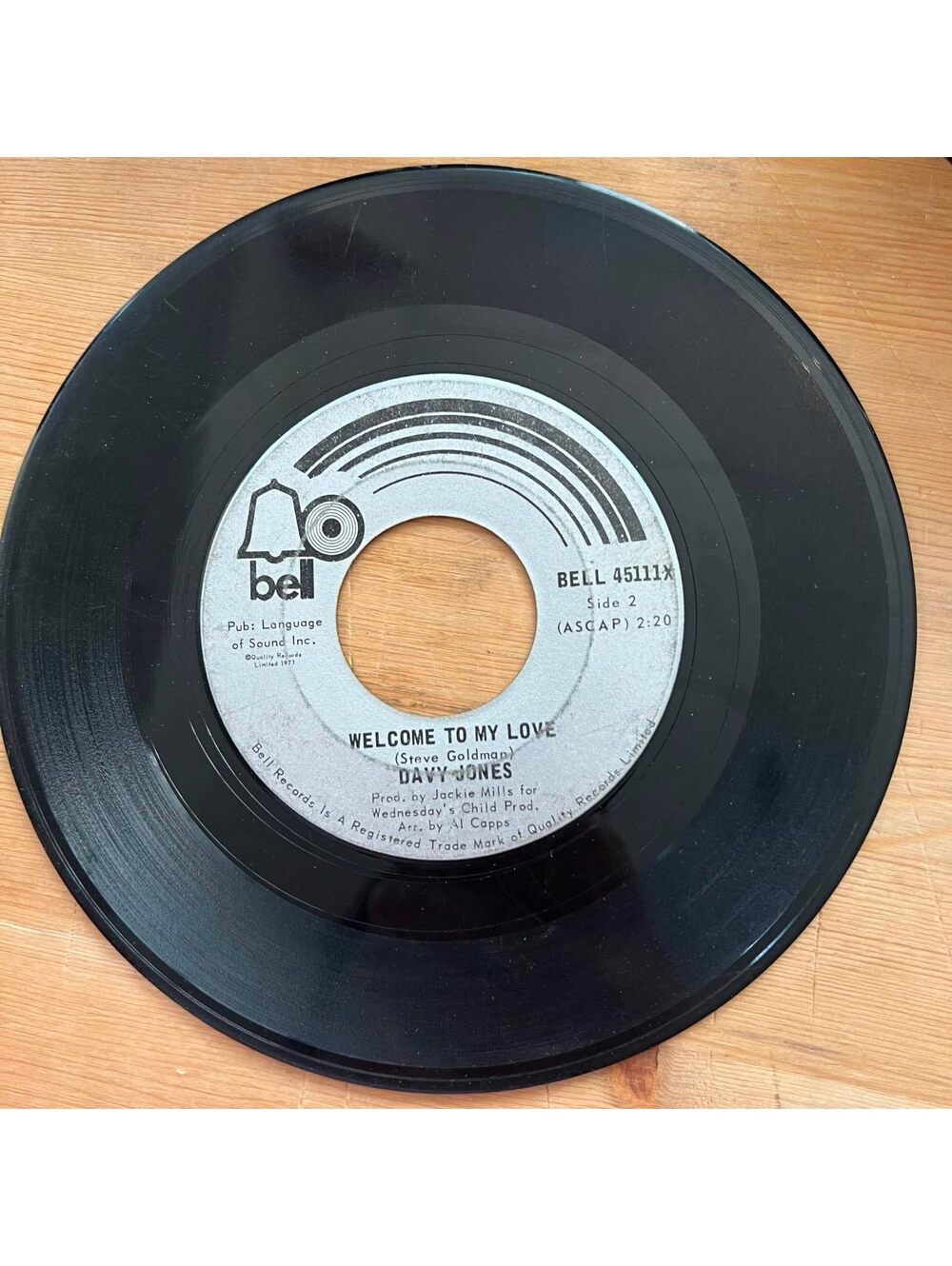 Davy Jones - Welcome to my Love/Rainy Jane 45rpm VG+ R08